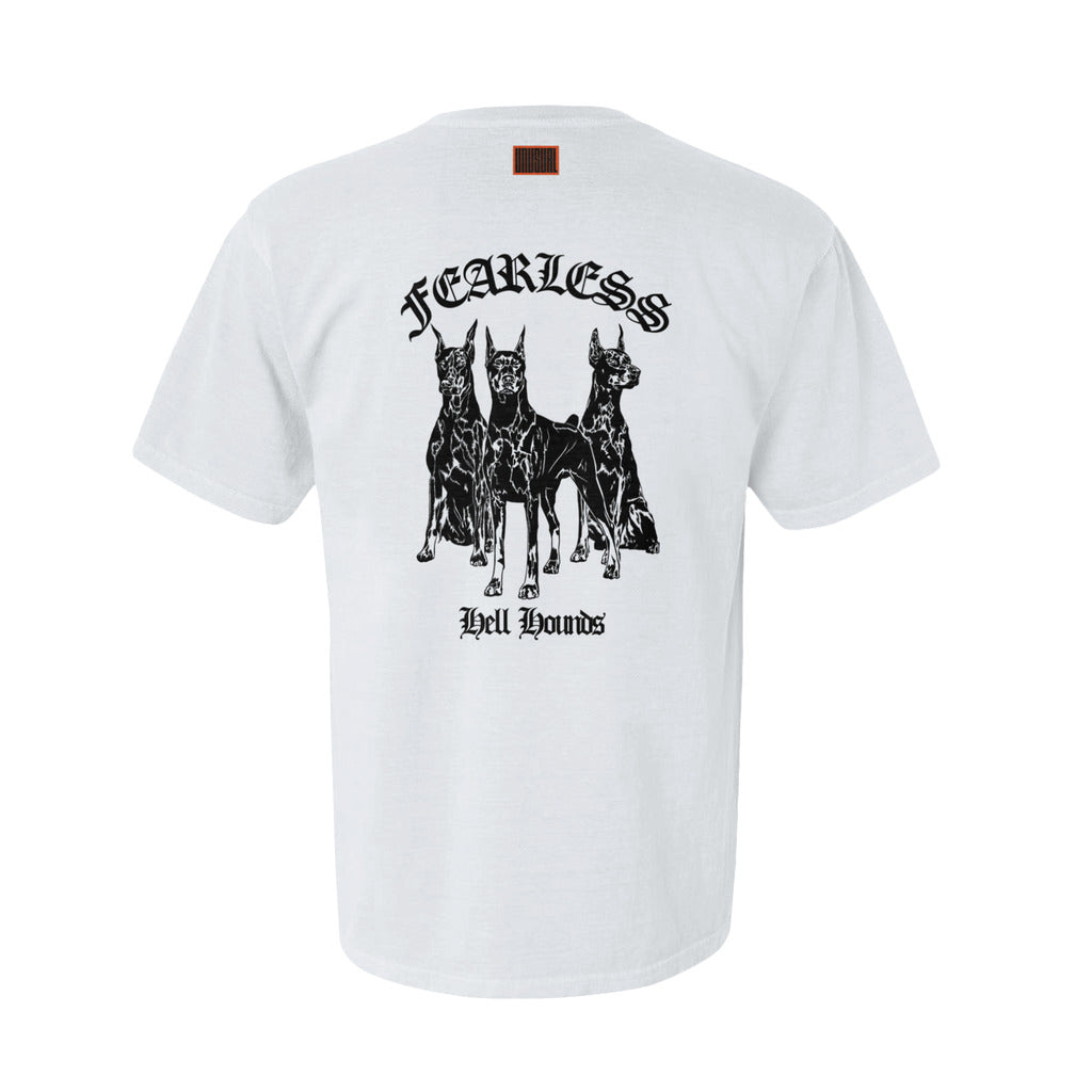 Fearless Three Doberman Oversized T-Shirt (White-black)