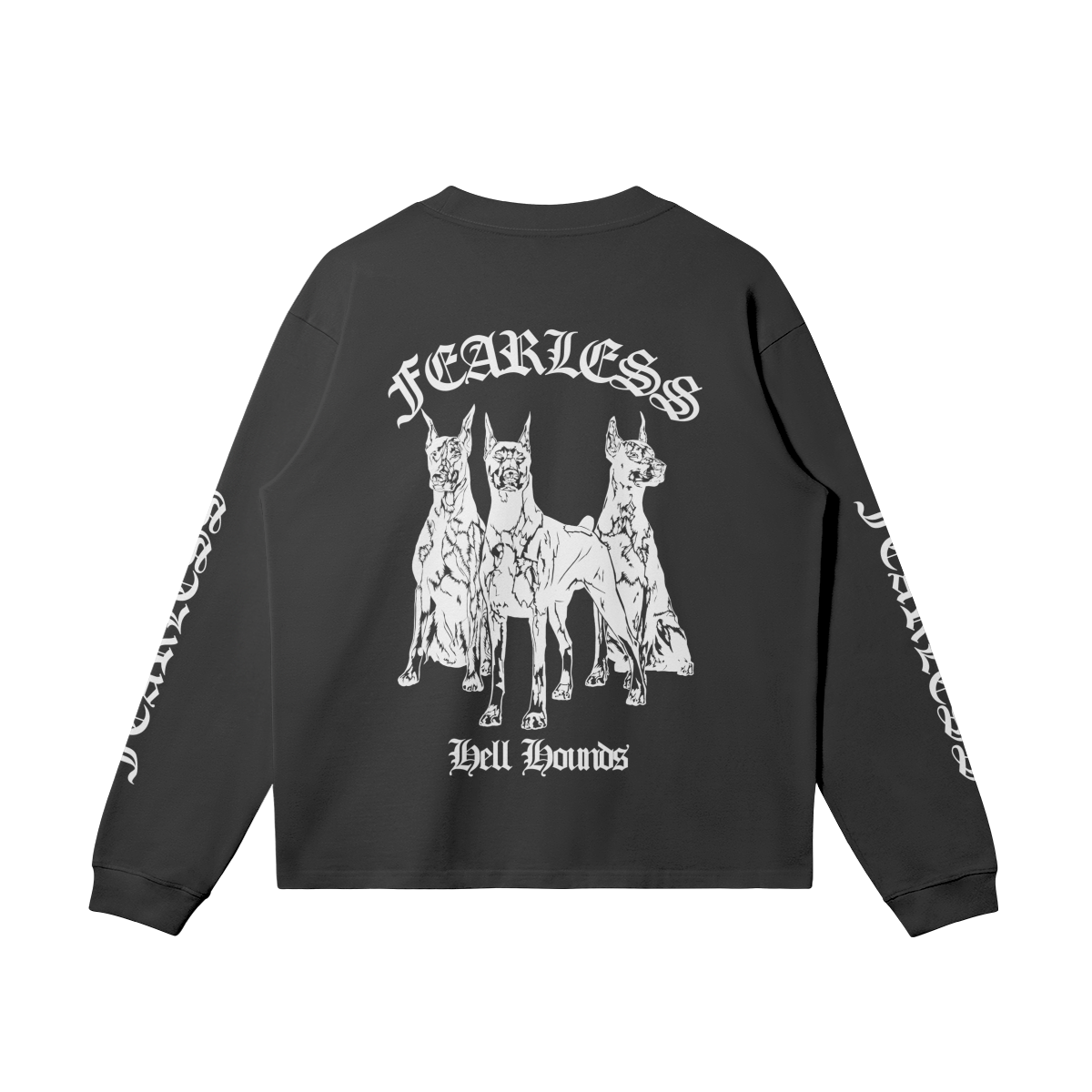 Fearless Three Doberman Loose Long Sleeve (Black)