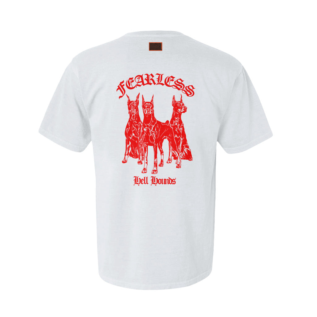 Fearless Three Doberman Oversized T-Shirt (White-red)