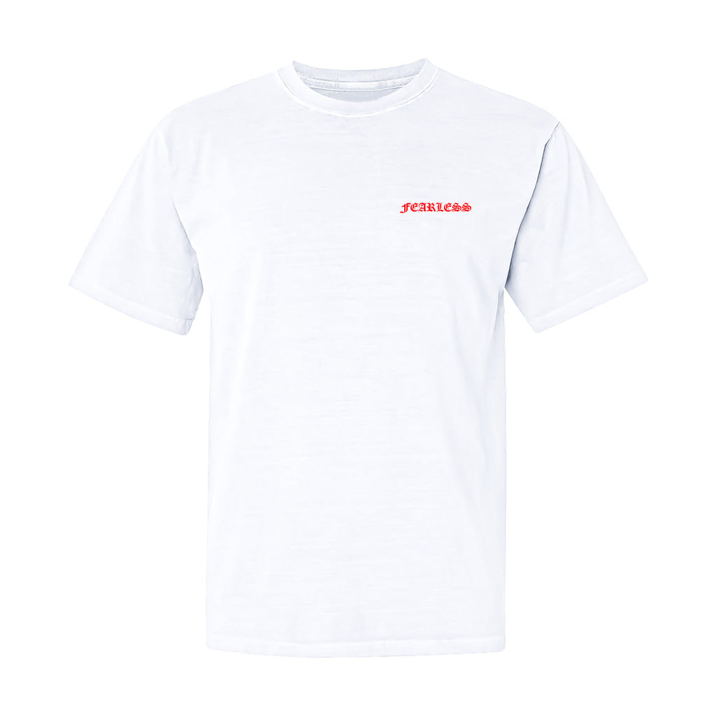 Fearless Three Doberman Oversized T-Shirt (White-red)